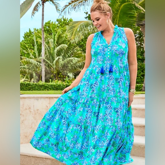 Lilly Pulitzer NWT 🦄 Malone Maxi Keepin It Reel 🦄 Size XXS - Picture 3 of 16